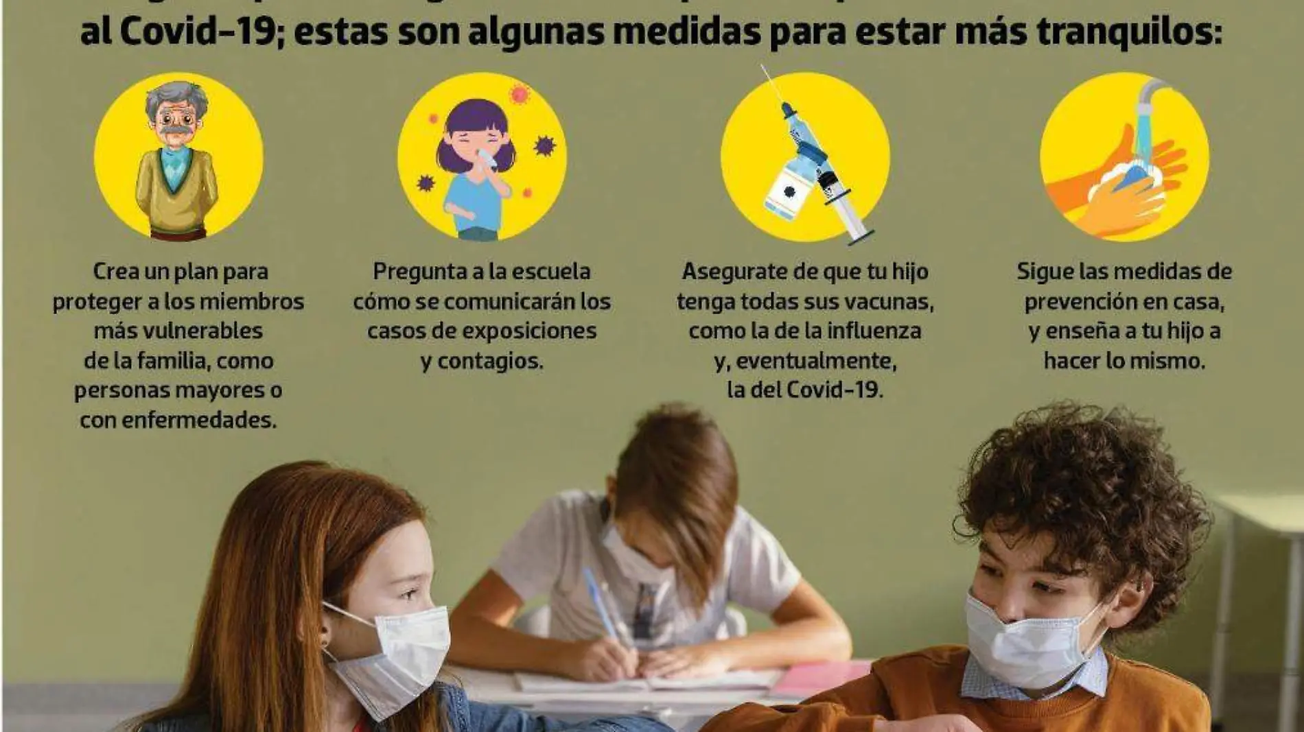 infografía regreso clases escuela covid 19